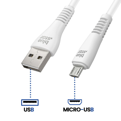 Blue Star Micro-USB - USB-A Kaapeli 2a Punottu Nailon 1.2m 2