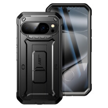 Supcase Täyskuori Pixel 10 Pro:lle Supcase Unicorn Beetle Pro -sarja jalustalla