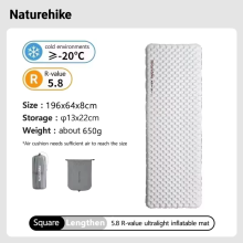 Naturehike Aufblasbare Schlafmatte, 196x64cm, Ultraleicht und feuchtigkeitsbeständig für Camping