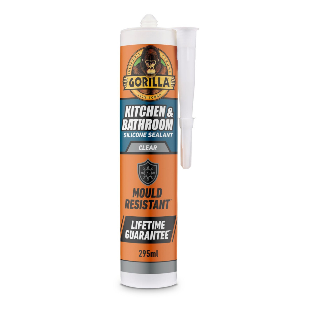 Gorilla Kitchen & Bathroom Clear Silicone Sealant, 295ml – Mould Resistant, 100% Waterproof Sealant, Shower Ready in 30 Minutes, Shrink & Crack Proof | Use on Showers, Baths, Sinks, Toilets & More - Image 2