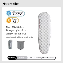 Naturehike Aufblasbare Schlafmatte, R-Wert, 168x58cm, Ultraleicht, Feuchtigkeitsbeständig