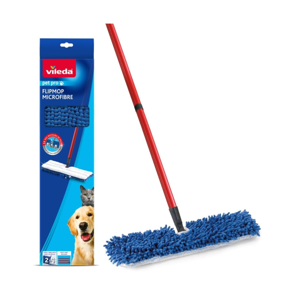 Vileda Pet Pro Microfibre Flip Mop 2 In 1 Clean & Shine 3X More Pet Hair Removal - Image 4