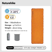 Naturehike Aufblasbare Isomatte, R-Wert 5.8, Orange, 196x64cm, Ultraleicht für Camping