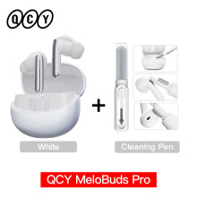 QCY MeloBuds Pro, draadloze koptelefoon, 46dB hybride ANC, LDAC hoge resolutie, wit met ClearPen