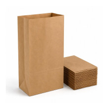 Brown Paper SOS Grab Bags - 28LB (260 x 100 x 520mm, 125 Pack) - Kraft Paper Bags for Retail, Food & Takeaway