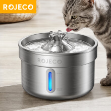ROJECO Fontaine à eau automatique en acier inoxydable, distributeur rechargeable pour chat et chien