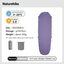 Naturehike Aufblasbare Schlafmatte, Ultraleicht, Feuchtigkeitsbeständig, 183x58cm, lila