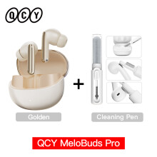 QCY MeloBuds Pro, draadloze oordopjes, hybride ANC 46dB, LDAC hoge resolutie, goud met ClearPen