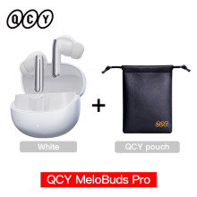 QCY MeloBuds Pro, draadloze oordopjes met hybride ANC 46dB, LDAC high-res audio, wit met pouch