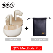 QCY MeloBuds Pro, draadloze oordopjes met hybride ANC 46dB, LDAC hoge resolutie, goudkleurig met pouch