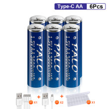 PALO oplaadbare lithium-ion accu, 1,5 V, AA, 3600 MWh, set van 6 stuks, voor afstandsbediening en draadloze muis