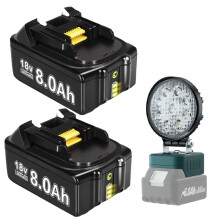 Ersatzakku für Makita BL1830 18V 8000mAh, 2x 8.0Ah Akku mit Arbeitsleuchte