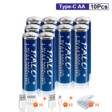PALO oplaadbare lithium-ion accu van 1,5 V AA, set van 10 stuks, voor afstandsbedieningen en draadloze muizen
