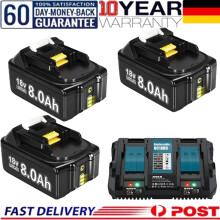 Ersatzakku für Makita BL1830 18V 8000mAh, 3er-Set mit 6A Ladegerät