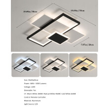 LED-Deckenleuchte, quadratisch, 40W, dimmbar mit Fernbedienung, Aluminium, für Wohnzimmer und Schlafzimmer