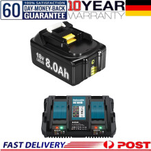 Ersatzakku 18V 8000mAh für Makita BL1830 BL1860 BL1850 BL1840B, inklusive 6A Ladegerät