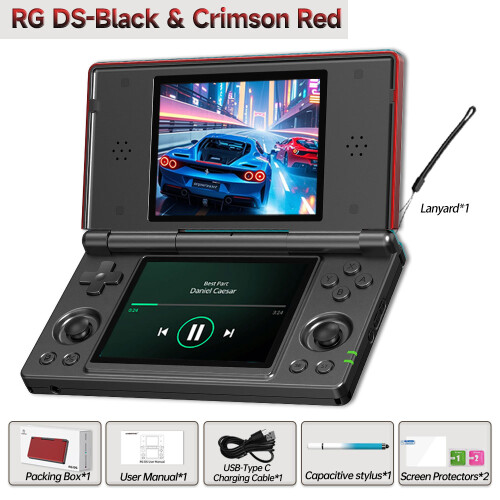 Anbernic RG DS, Console de jeu portable à double écran, Android 14, 64Go, Noir