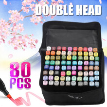 Lot de 80 marqueurs à double pointe à base d'huile, séchage rapide, avec sac de rangement et support