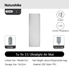 Naturehike Luchtbed 3.5 R, opblaasbaar matras, ultralicht voor camping en buiten