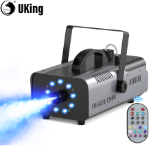 U`King Nebelmaschine, 1200W, 9 RGB 3-in-1 LEDs, 0,75-Liter-Flasche, für Partys und Hochzeiten