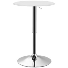 Homcom bartafel, Ø63x67-93 cm, wit, verstelbare hoogte en 360 graden draaibaar, voor keuken en bar