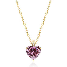 (【October】 Pink Diamond, Gold color) New S925 Sterling Silver Heart Necklace, 12 Birthstone Pendant Clavicle Chain for Women