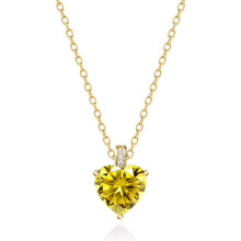 (【November】 Yellow Diamond, Rose gold) New S925 Sterling Silver Heart Necklace, 12 Birthstone Pendant Clavicle Chain for Women