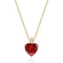 (【January】 Red Diamond, Rose gold) New S925 Sterling Silver Heart Necklace, 12 Birthstone Pendant Clavicle Chain for Women
