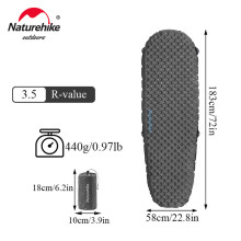 Naturehike Luchtbed 3.5 R, opblaasbaar matras, Mummy Grey, maat L