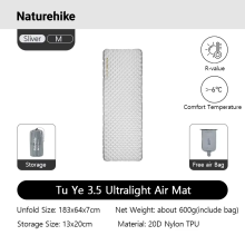 Naturehike Luchtbed 3.5 R, opblaasbaar matras, ultralicht voor kamperen en buitenactiviteiten