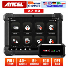 ANCEL X7 HD, Diagnosescanner für Schwerlast-LKW, 10 Zoll Android-Tablet, Bidirektionale Steuerung, 40 Reset-Funktionen