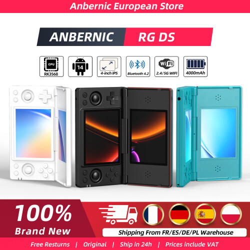 Anbernic RG DS, Console de jeu portable pliable, Double écran IPS 4 pouces, Turquoise, Android & Linux(64G) 1