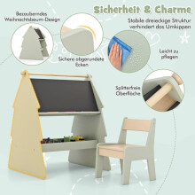 Chevalet d'art double face 2-en-1 pour enfants avec tabouret et porte-rouleau de papier, Vert