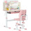 HOMCOM conjunto de mesa e cadeira de estudo infantil, rosa e branco, com 1 gaveta, ajustável 1