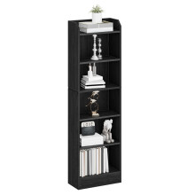Bookcase, 6-Tier Narrow Tall Bookshelf with Adjustable Shelf Black