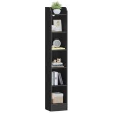 Bookcase, 6-Tier Narrow Tall Bookshelf with Adjustable Shelf Black