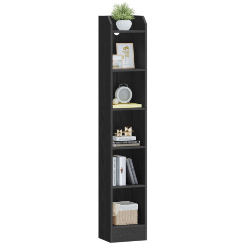 Bookcase, 6-Tier Narrow Tall Bookshelf with Adjustable Shelf Black