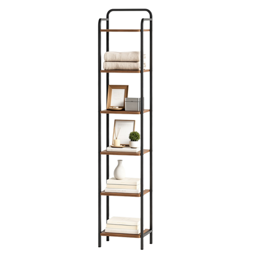 6-Tier Bookcase Bookshelf, Narrow Tall Bookcase, Industrial 1