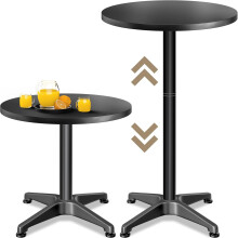 CASARIA mesa de bar 2 em 1, dobrável, altura ajustável 70/115 cm, aço inoxidável, preto