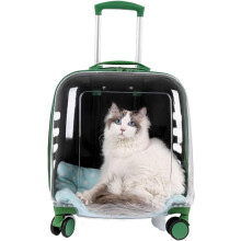 Mochila para gatos com rodas, maleta de transporte de grande capacidade 55L, verde translúcido, 41x41x31cm