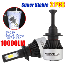 NIGHTEYE Phares de voiture LED H4, 72W 10000LM Blanc 6500K, Étanche IP68 Plug and Play