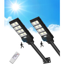 Sararoom Conjunto de 2 Farolas Solares Exteriores, 400W 50000 LM, com Sensor de Movimento e Controlo Remoto, Impermeável
