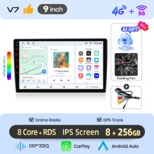 Junsun Autoradio, V7 Plus (8G 256G) 9", kabelloses Apple CarPlay und Android Auto, Multimedia Player für Peugeot 207