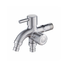 Stainless Steel Washing Machine Faucet 1in 2 Out Multifunctional Water Tap Double Bibcock Outdo