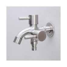 Stainless Steel Washing Machine Faucet 1 In 2 Out Multifunctional Water Faucets Double Bibcock