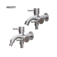 Stainless Steel Washing Machine Faucet 1in 2 out Multifunctional Water Tap Double Bibcock Outdo