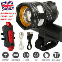 T6 LED MTB Bak- & Framljusset 15000LM Cykelljus Cykelstrålkastare USB Uppladdningsbar
