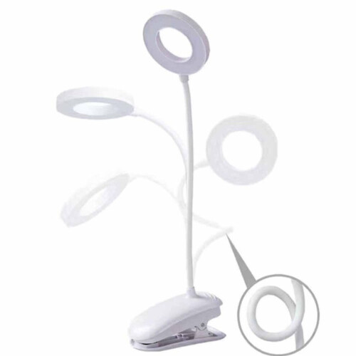 (Three colors adjustable) LED USB Clip On Desk Lamp Dimmable Memory Bed Read Table Study Light