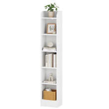 Bookcase, 6-Tier Narrow Tall Bookshelf with Adjustable Shelf White