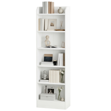 Bookcase, 6-Tier Narrow Tall Bookshelf with Adjustable Shelf White